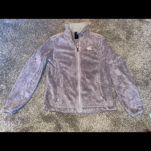 Gray fuzzy osito full zip jacket size M